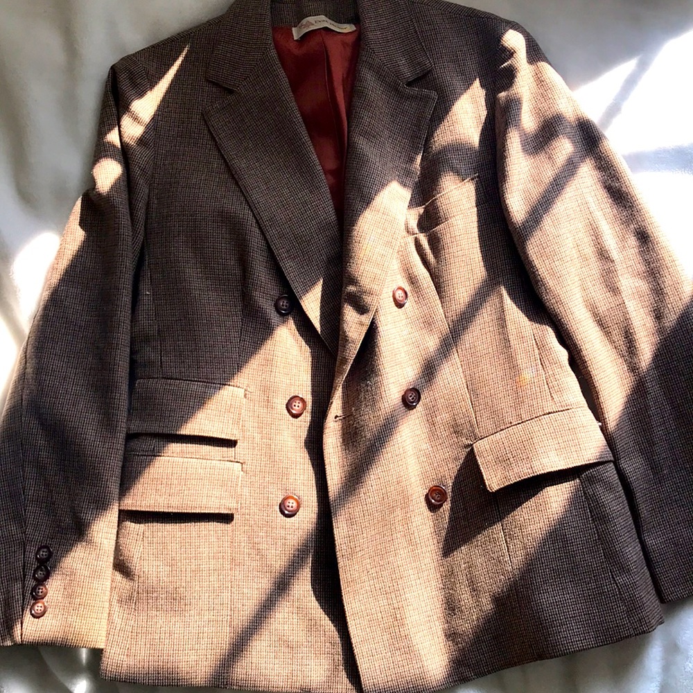 Double breasted vintage plaid blazer